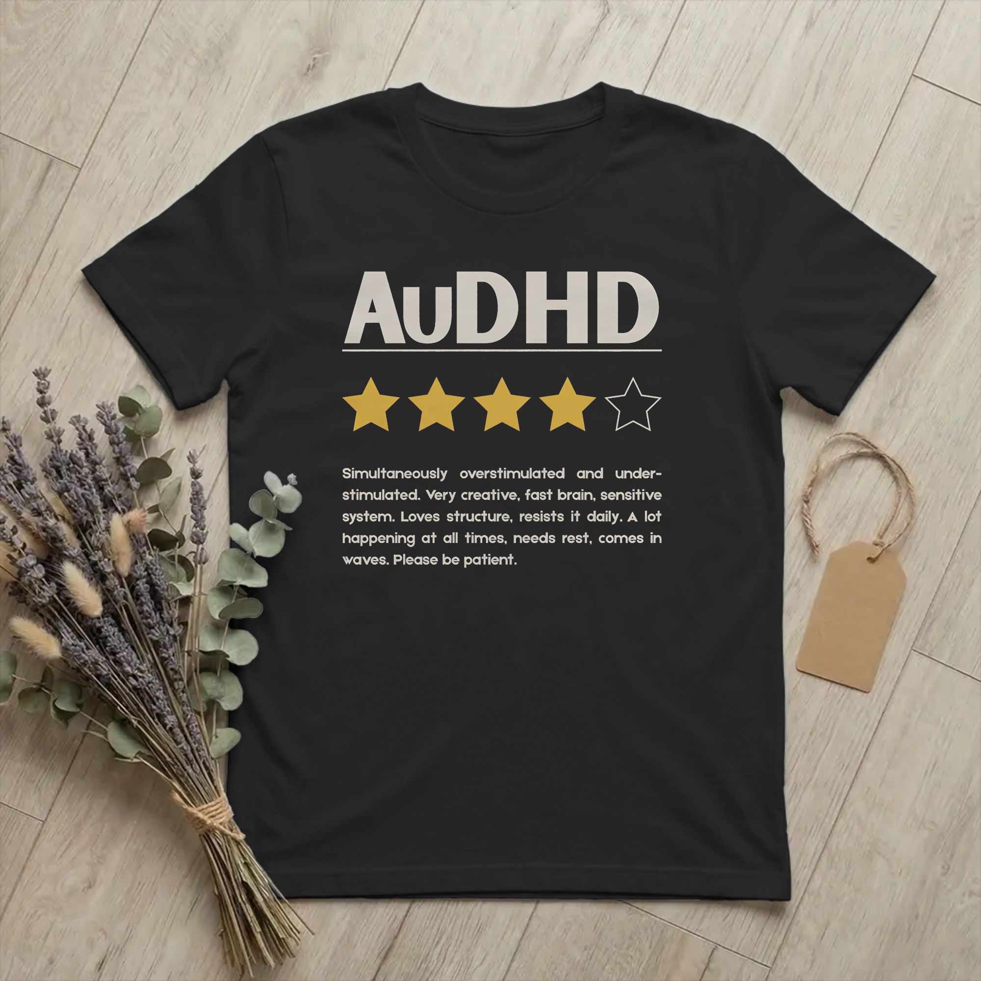 Summer Clothing Reviews - تي شيرت AuDHD Star Review للصحة