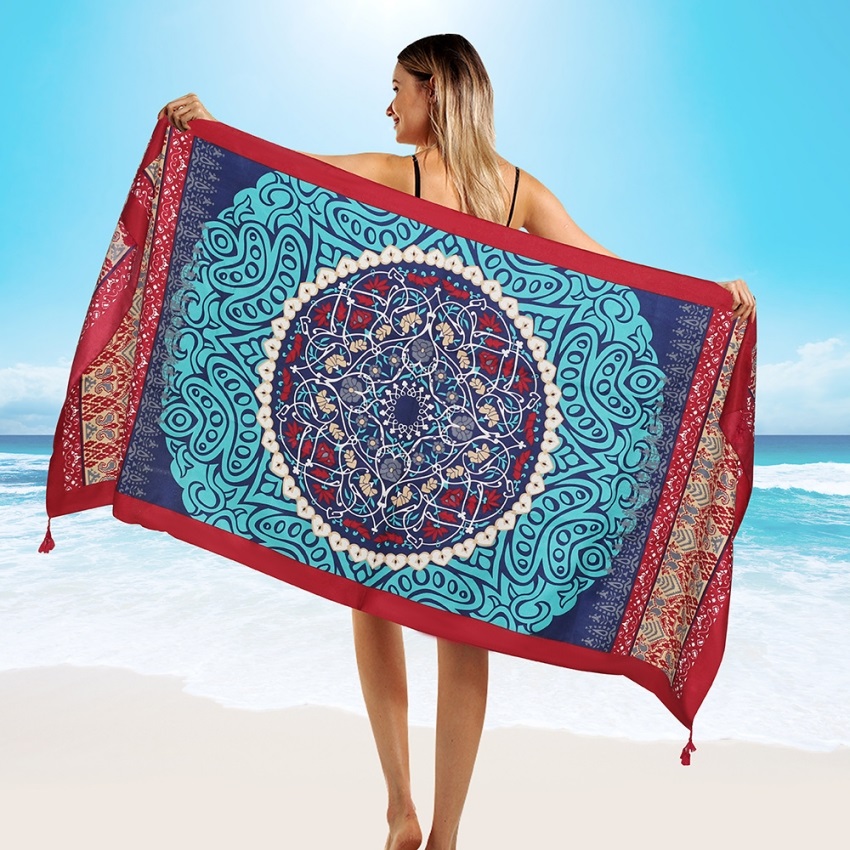 Sarong Pareo Wrap - الموضات 90x180 سنتيمتر حك القطن صوفية