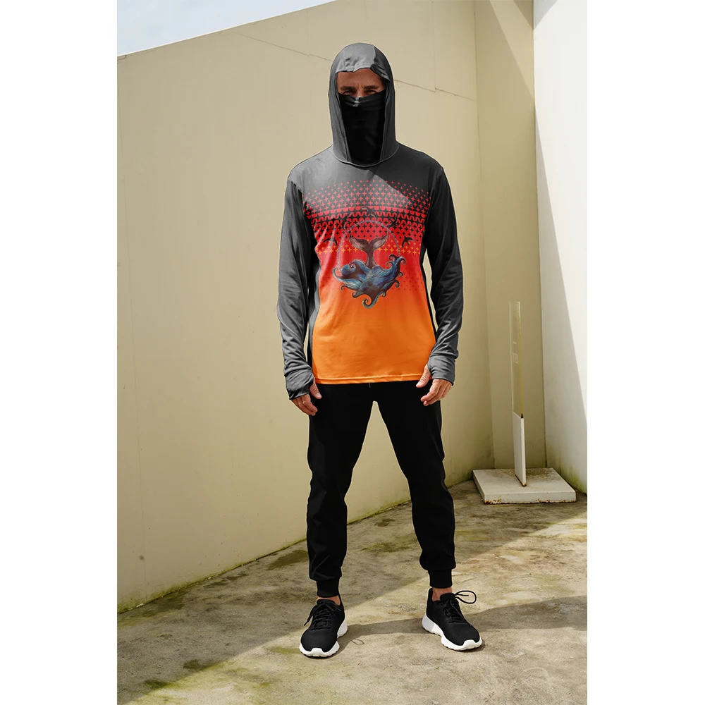 Summer Upf Clothing - قمصان صيد للرجال مع قناع وغطاء