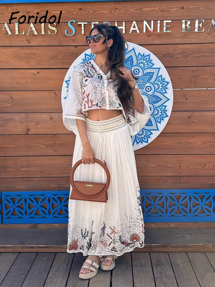 Summer Clothing Women Sale - Foridol الكائنات البحرية التطريز Batwing كم
