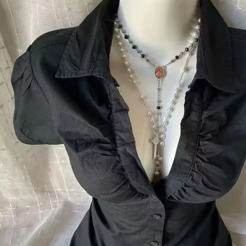 Summer Goth Clothing - بلوزة نسائية بتصميم Y2K جرونج قوطية