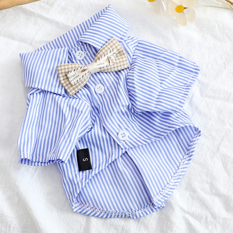 Summer Clothing Wholesale - ملابس للكلاب الأليفة، قمصان مخططة بفيونكة،