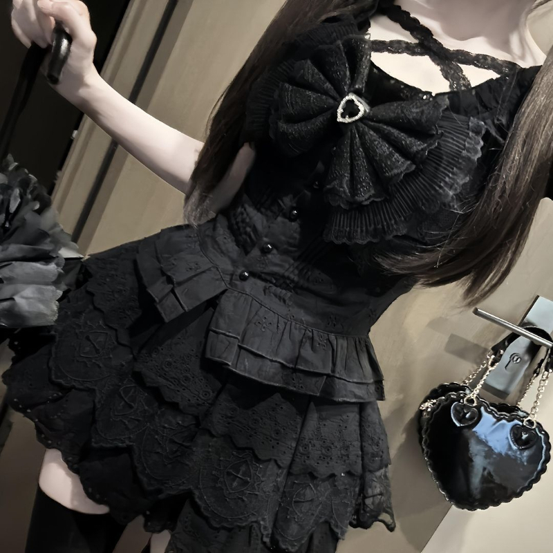 Summer Goth Clothing - طقم نسائي صيفي جديد من قطعتين: