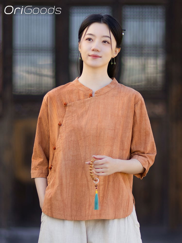 Summer Clothing In Japan - قميص أوريغودز بتصميم تاي داي للنساء،