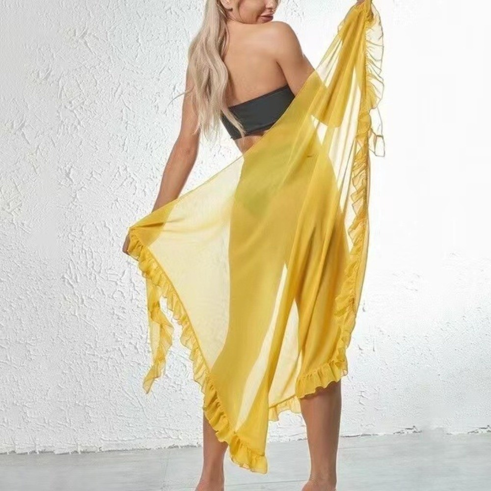 فستان شاطئ طويل من الشيفون بتص - مراجعة Sarong Pareo Wrap وسعره