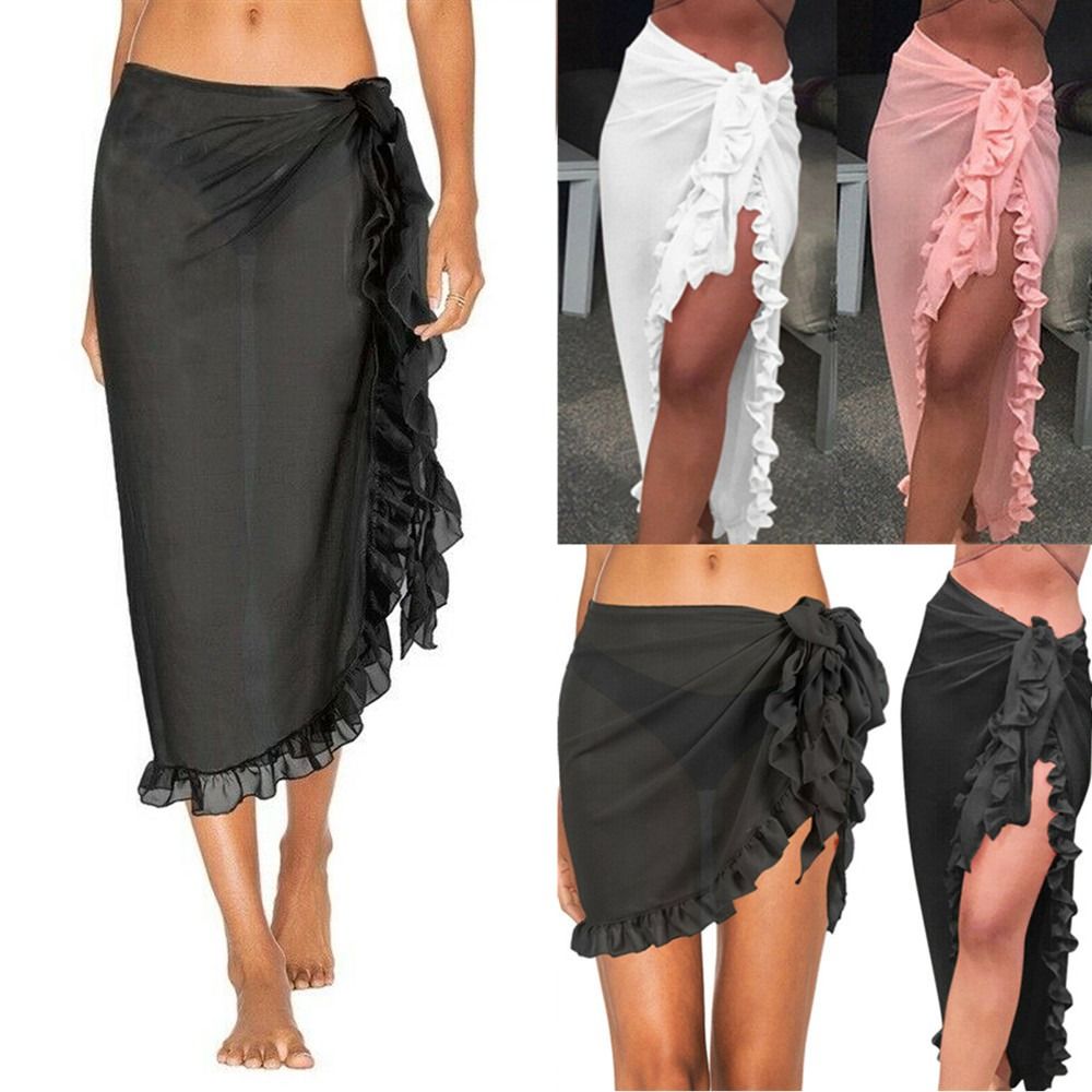 فستان شاطئ طويل من الشيفون بتص - مراجعة Sarong Pareo Wrap وسعره