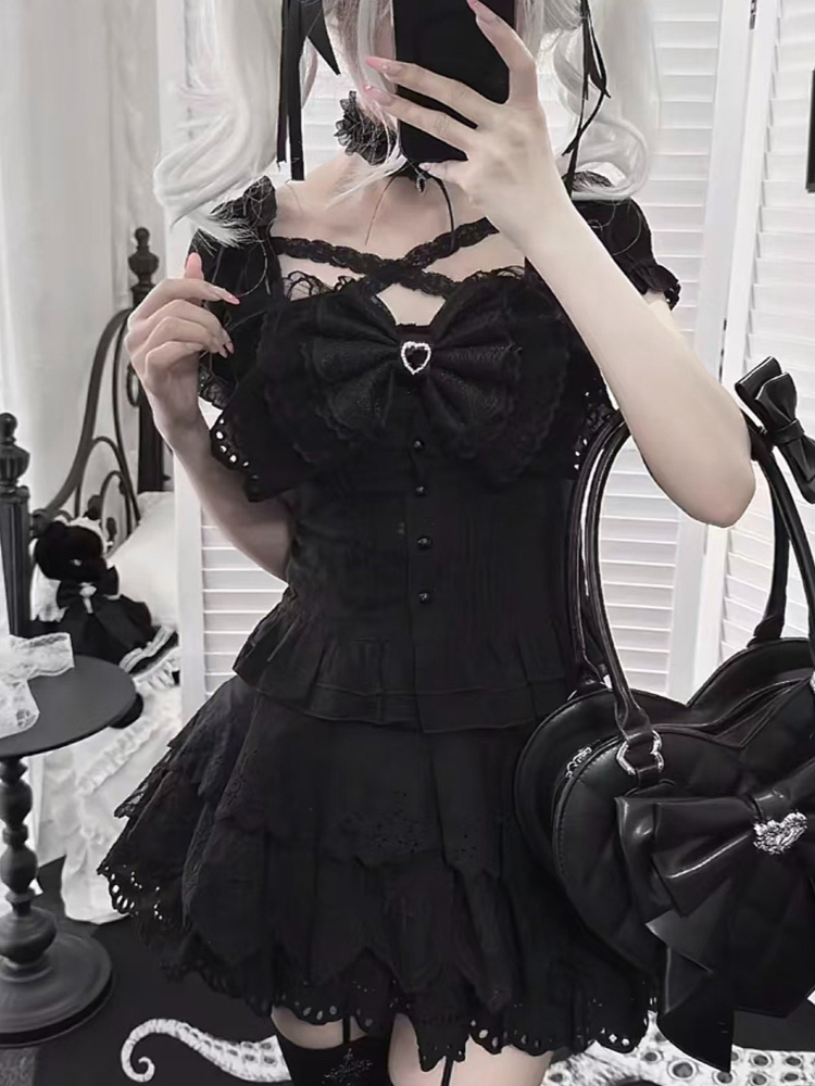 طقم نسائي صيفي جديد من قطعتين: - مراجعة Summer Goth Clothing وسعره