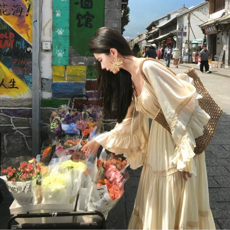 فستان جديد أنيق بياقة مربعة وأ - مراجعة Summer Clothing Women Sale وسعره