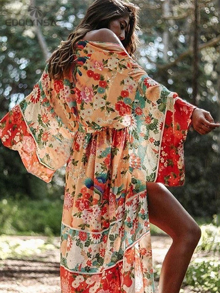 فستان شيفون بوهيمي مطبوع بالزه - مراجعة Sarong Pareo Wrap وسعره