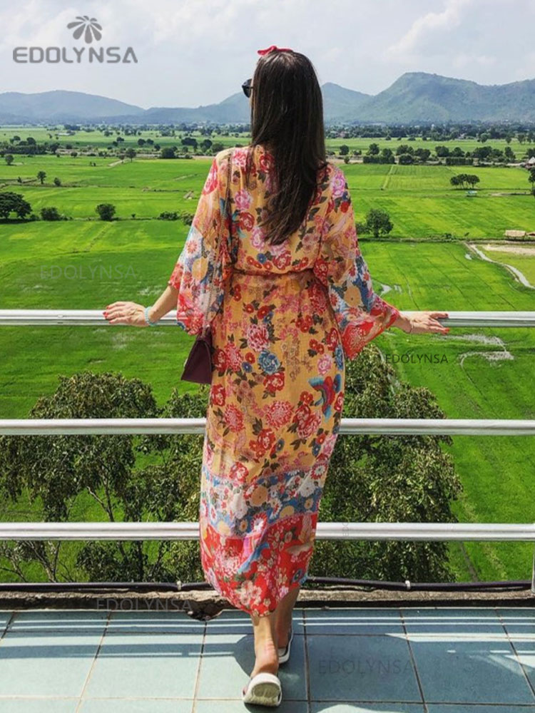 فستان شيفون بوهيمي مطبوع بالزه - مراجعة Sarong Pareo Wrap وسعره